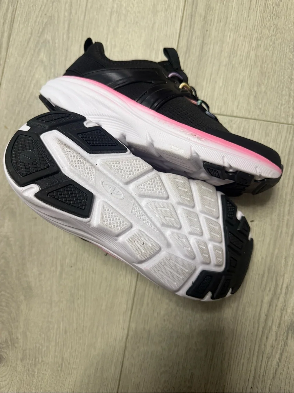 Athletic Works Black Knit Sneakers with Pink Sole and Pastel Accents